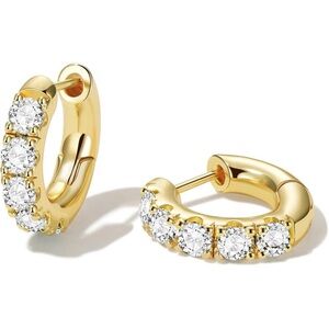 14k Gold Plated Small Hoop Earring for Women with Sterling Silver Post, Trendy G